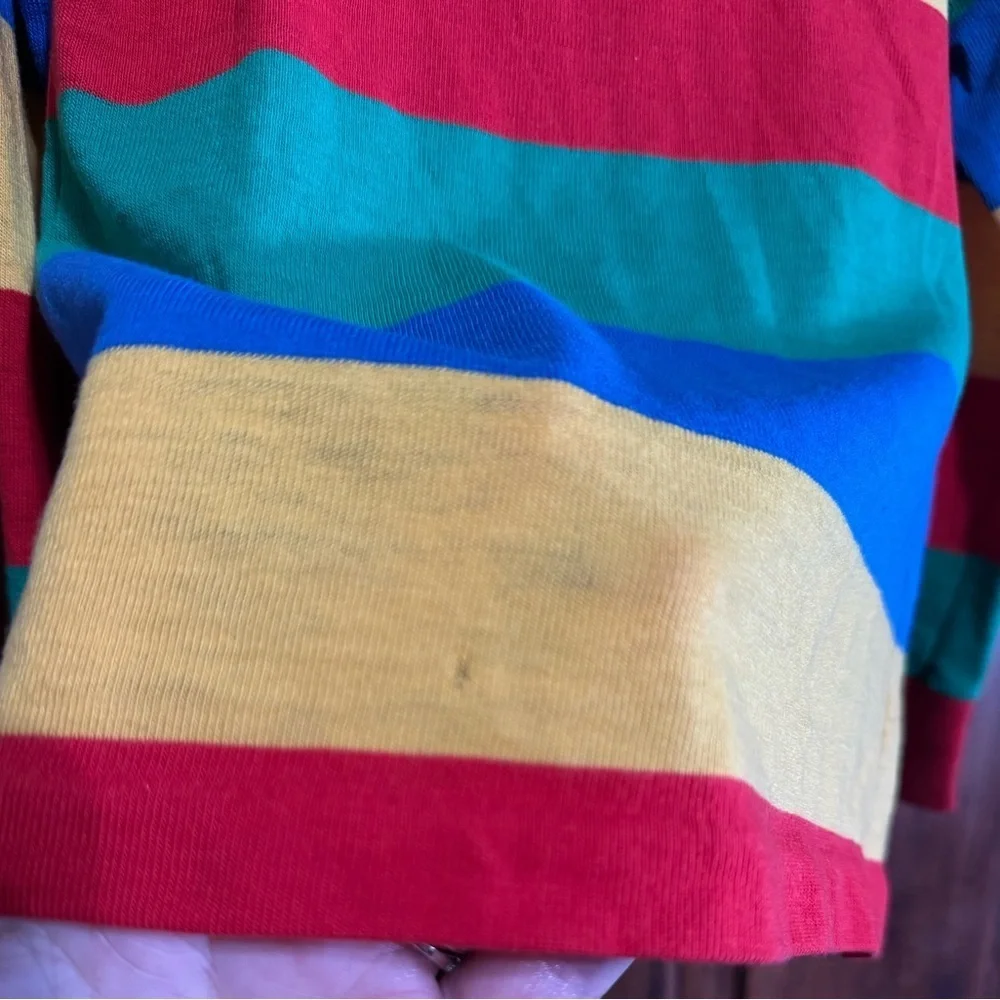 Vintage Oshkosh B’Gosh Colorblock Striped Long Sleeve Polo Shirt Size 4T